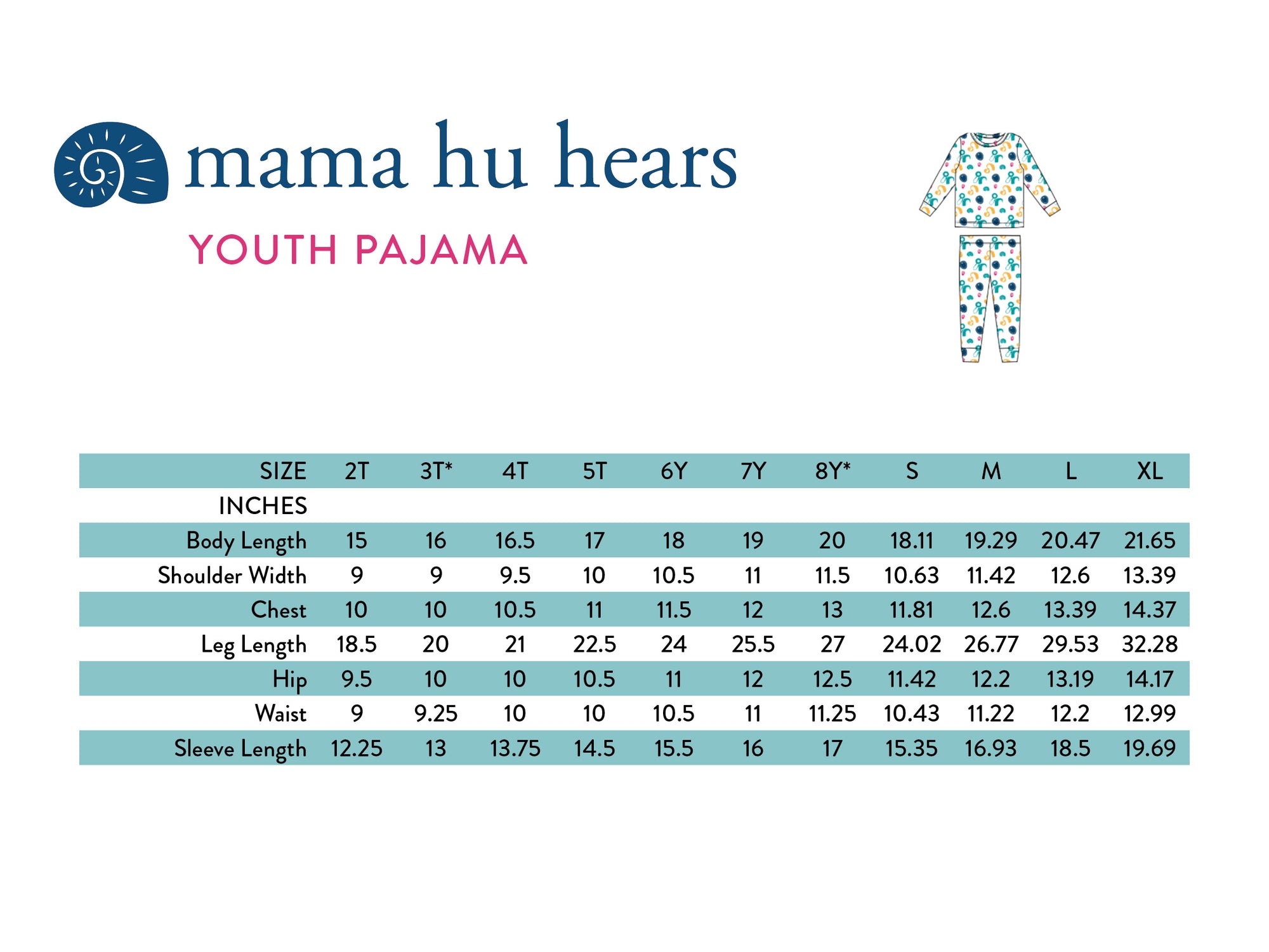 Mama Hu Hears™ Pattern PJs - Toddler