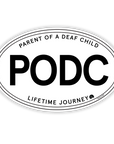 PODC – Parent of a Deaf Child Die-Cut Waterproof Vinyl Sticker | 3” x 2”